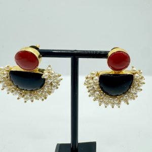 Athaa Red Black Earrings