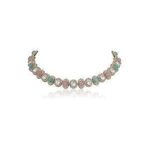 Aasani Teal Pink Necklace Set